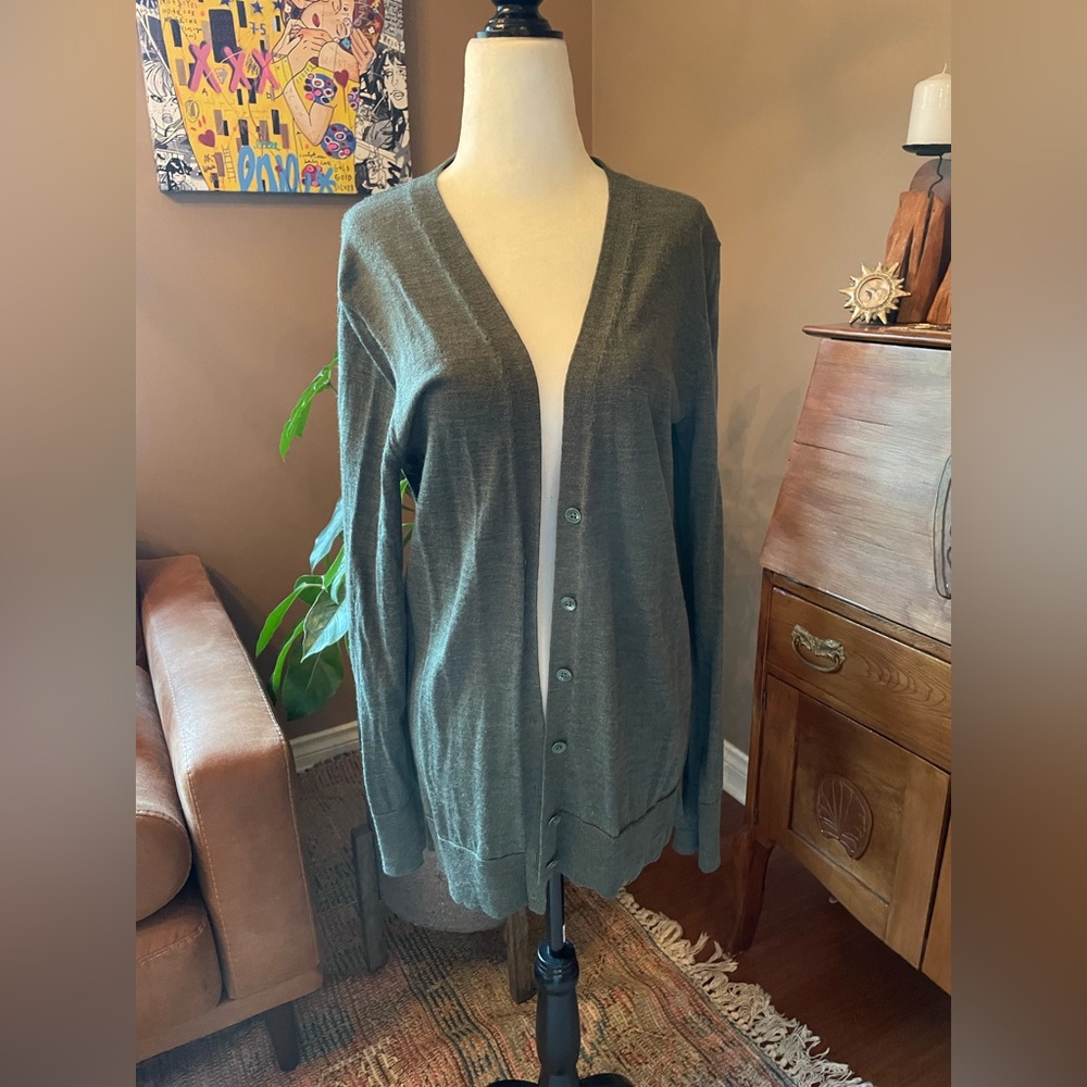 GAP Green Merino Wool Cardigan Sweater